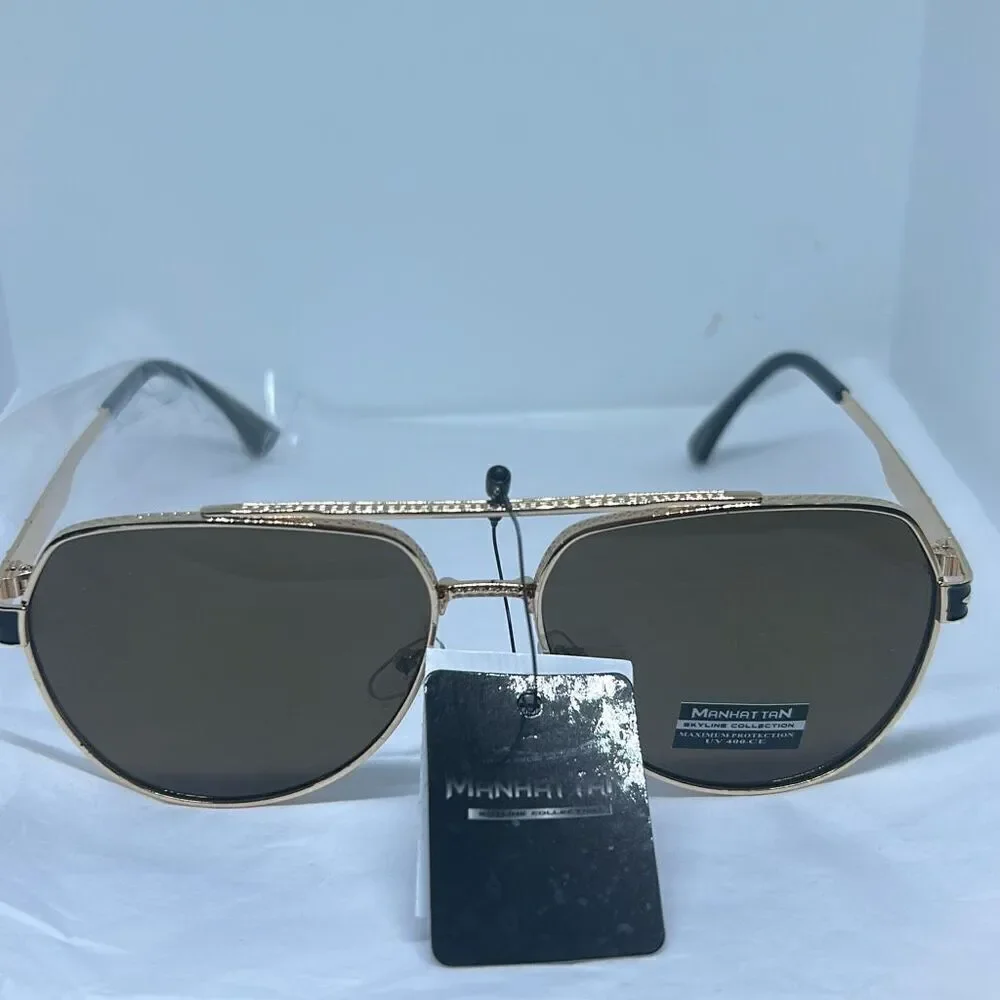 Manhattan Collection Aviator Sunglasses – Maximum UV Protection – Designer Metal